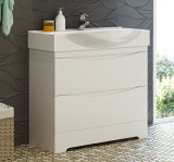 Тумба с раковиной Misty Элвис 105 напольная с 2 ящ. белая эмаль — 