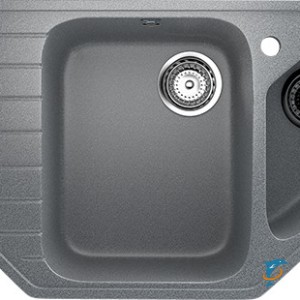 Угловая двухсекционная мойка с отверстием под смеситель ULGRAN U-409 темно-серый  (U-409-309)
