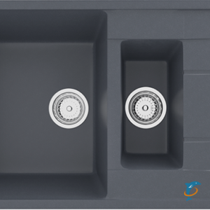 Двухсекционная реверсивная мойка ULGRAN U-205 антрацит  (U-205-343)