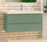 Тумба с раковиной Brevita Victory 105 подвесная зеленая 2 ящика — 