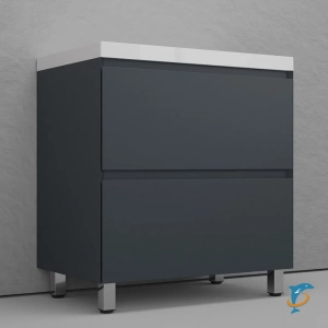 Тумба с раковиной напольная Style Line Манхэттен 80 2 ящика PLUS, графит  (ЛС-00002372+СС-00002465)