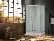 Кабина душевая ESBANO ELEGANCIA угловая, полукруглая, 110х110х210 см, с крышей, поддон белый, низкий — 