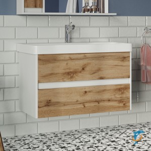 Тумба с раковиной Misty Адриана 90 подвесная с 2 ящиками (П-Адр01090-0122Я+1WH501629)