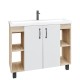 Тумба с раковиной напольная Grossman "ФЛАЙ-100 см" дуб сонома/белая (ум.Фостер-100)  (101001 + 30513)