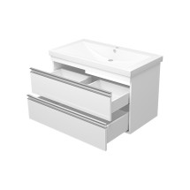 Тумба с раковиной Misty Ингрид 90 подвесная с 2 ящиками белая — 