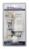 Комплект кранов Millennium 1/2 угловой для отопления под термоголовку — 