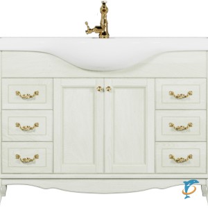 Тумба с раковиной ValenHouse Эллина 120 слоновая кость, фурнитура золото  (E120_ТСЗ+Классик 1200)