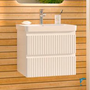 Тумба с раковиной Brevita Victory 60 подвесная белая 2 ящика  (VIC-09060-0102Я + Misty_11060-KL)