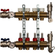 Коллектор распределительный STOUT для тёплого пола с расходомерами 4 выхода — Коллекторные блоки STOUT производятся в Италии под тщательным контролем, проходя многочисленные тесты и сертификацию оборудования.