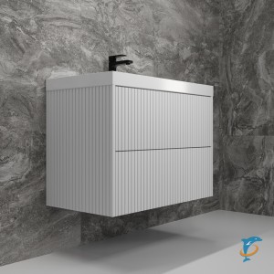 Тумба с раковиной Style Line Стокгольм 80 подвесная, белый рифленый софт  (ЛС-00002315+ЛС-00000723)