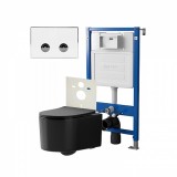 Инсталляция пневм Point Элемент П PN45121+Клавиша Венера бел/хром PN44071WC+Унитаз Веста чёр мат &mdash; 