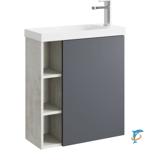 Тумба с раковиной Aqwella Alba 60 подвесная, павая светлый камень, серый (ALB0106RLS+ALB0706GRМ+aqwella_CMPSL.06.04.D)