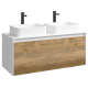 Тумба с раковиной Aqwella 5 Stars Mobi 120 подвесная, белый, дуб балтийский (раковина Олимпия 560)  (MOB0112W+MOB0712DB+4640021064269)