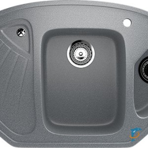Угловая двухсекционная мойка с отверстием под смеситель ULGRAN U-501 темно-серый  (U-501-309)