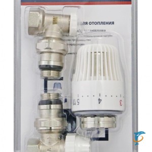 Комплект кранов 3/4 угловой для отопления под термоголовку (KRUB3434)