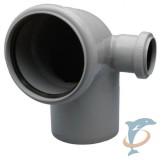 Отвод канализационный 110-50-90 правый ( Политек) — Отвод канализационный 110-50-90 правый ( Политек)