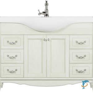 Тумба с раковиной ValenHouse Эллина 120 слоновая кость, фурнитура хром  (E120_ТСХ+Классик 1200)