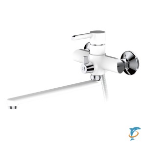 Смеситель для ванны HAIBA HB22805-8 длинный излив, латунь, белый/хром  (HB22805-8)