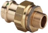 Разъёмное соединение d22x1''с переходом на наружную резьбу под пресс Viega с плоским уплотнением, бронза, модель 2265  &mdash; 
