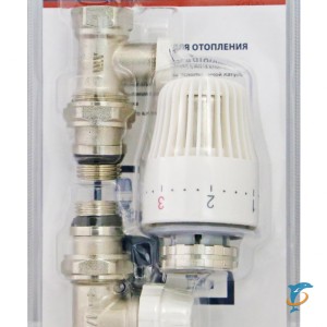 Комплект кранов 3/4 прямой для отопления под термоголовку (KRPB3434)