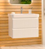 Тумба с раковиной Brevita Victory 70 подвесная белая 2 ящика — 