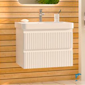 Тумба с раковиной Brevita Victory 70 подвесная белая 2 ящика  (VIC-09070-0102Я + Misty_11070-KL)