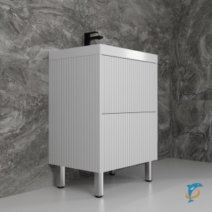 Тумба с раковиной Style Line Стокгольм 60 напольная, белый рифленый софт  (ЛС-00002333+ЛС-00000721)