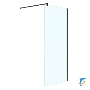 Душевая перегородка Azario CHICAGO Walk-in 900x1950 прозрачное стекло 8 мм, цвет профиля черный (AZ-NAR6310 900 Black) (AZ-NAR6310 900 Black)
