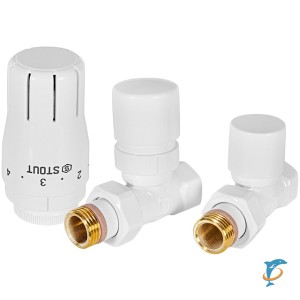 Комплект клапанов термостатических STOUT Design белый, прямой 1/2, SVTDK-0001-000015W  (SVTDK-0001-000015W)