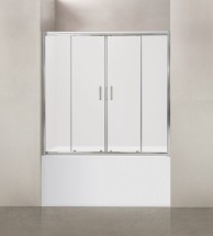 UNO-VF-2-170/145-M-Cr Шторка на ванну, матовое стекло, профиль хром 170x145 — 