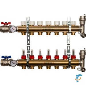Коллектор распределительный STOUT для тёплого пола с расходомерами 7 выходов  (SMB 0473 000007)