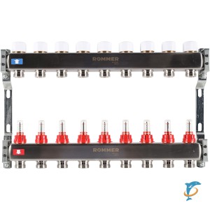 Коллектор ROMMER из нержавеющей стали с расходомерами 9 вых. RMS-1200-000009  (RMS-1200-000009)