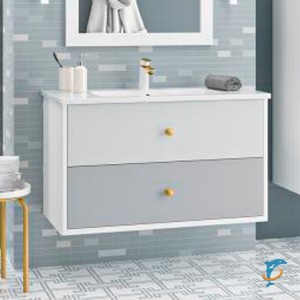 Тумба с раковиной Brevita Анастейша 100 подвесная с 2 ящиками  (Ана-06100-01-012Я+Misty_641235)