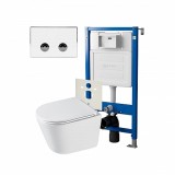 Инсталляция пневм Point Элемент П PN45121 + Клавиша бел/хром PN44071WC + Унитаз Венера PN41071 — 