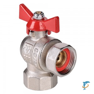 Кран шаровой VALTEC VT.266.NS 1/2 угловой с накидной гайкой и внутренней резьбой, короткий  (VT.266.NS.0404)